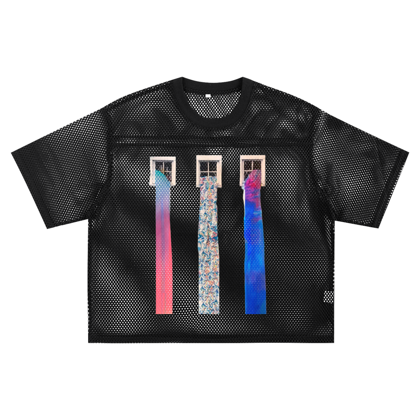 'windows' See-through Boxy Net T-Shirt